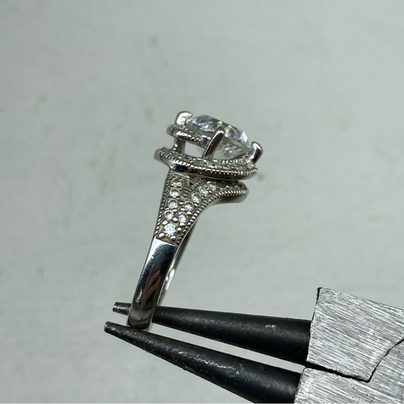 Sterling Silver 925 PAJ Spiral Stair Halo Ring With Large CZ Set Size 7 - Picture 13 of 15